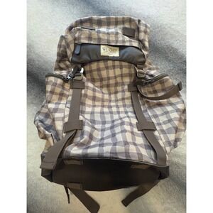 Wenzel Tent & Gear Co Gingham Canvas Backpack Beige Brown Checkered Rucksack